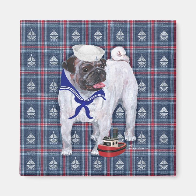 Pug Sailor Magnet (Front)