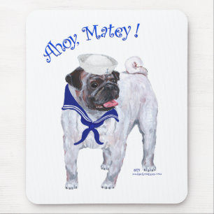 Pug Sailor Mouse Pad