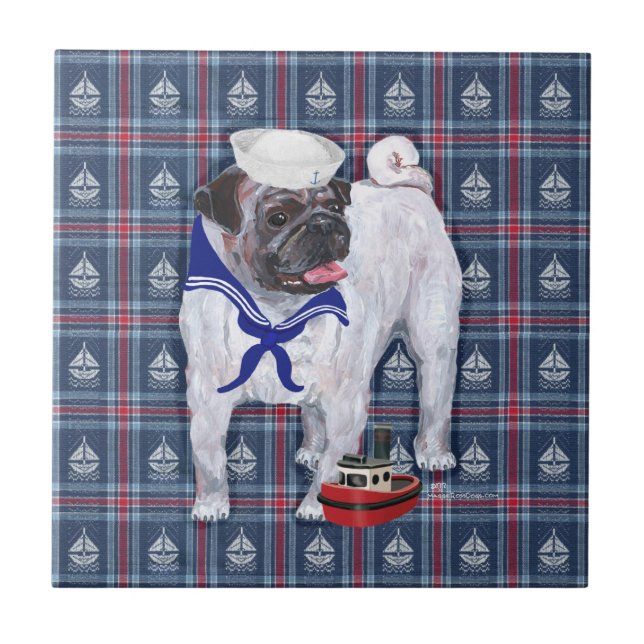 Pug Sailor Tile (Front)