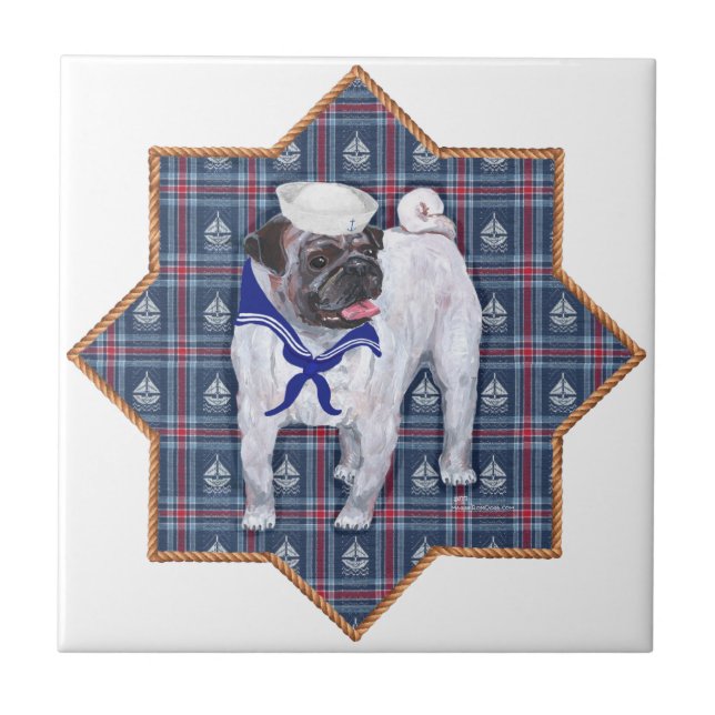 Pug Sailor Tile (Front)