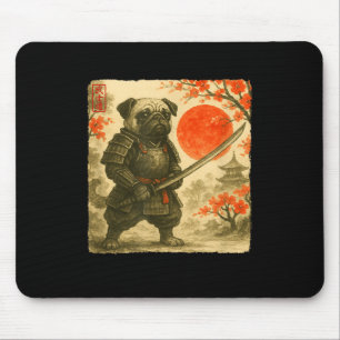 Pug Samurai Japanese Warrior Costume Sumi-e Art Fu Mouse Pad