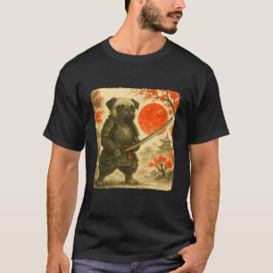 Pug Samurai Japanese Warrior Costume Sumi-e Art Fu T-Shirt