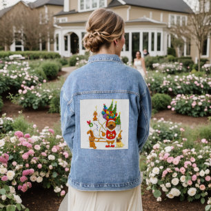 Pug Santa Christmas Sleigh Denim Jacket