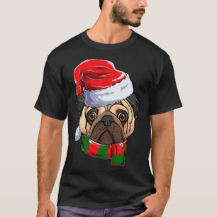 Pug Santa Claus Boys Girls Apparel Christmas Kids  T-Shirt