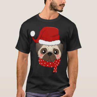 Pug Santa Clause Christmas Pattern T-Shirt