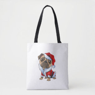 Pug Santa Costume Christmas Pajama Cute Dog Puppy Tote Bag