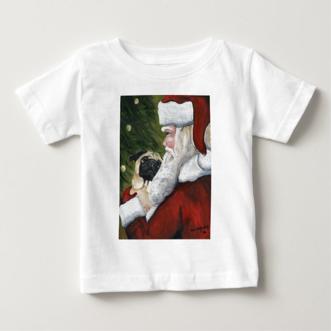 Pug & Santa Dog Art Shirt (Front)