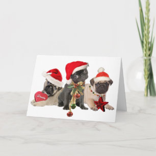 Pug Santa Paws Wish You Merry Christmas cards