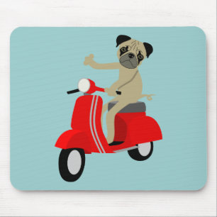 Pug Scooter Mouse Pad