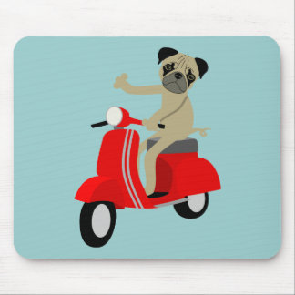 Pug Scooter Mouse Pad