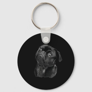 Pug Shirt For Dog Mum Dad Funny Cute Black Pug Key Ring