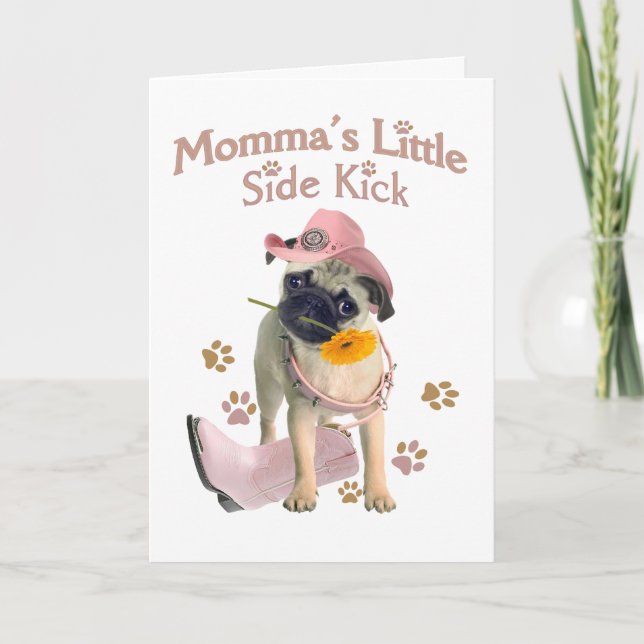 Pug Side Kick Greeting Cards (Front)