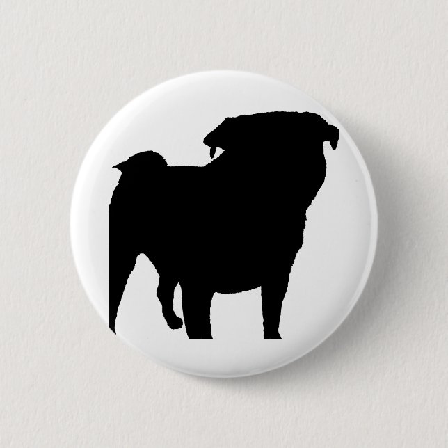 Pug Silhouette 6 Cm Round Badge (Front)