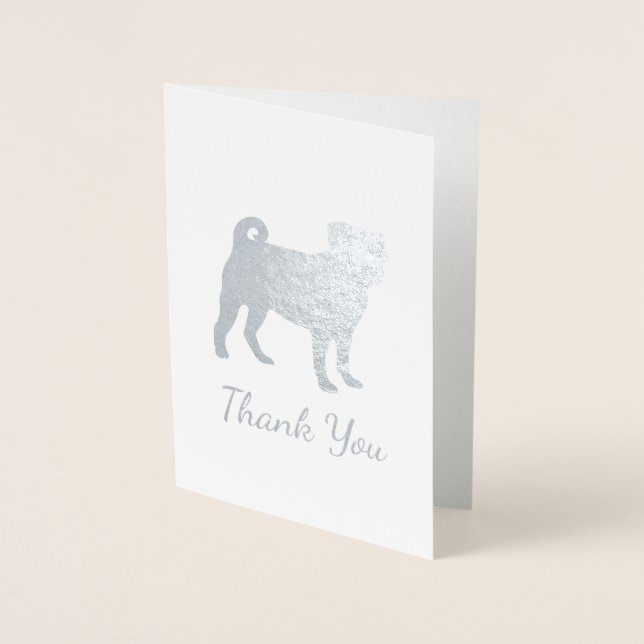 Pug Silhouette Baby Shower Foil Card (Front)