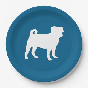 Pug Silhouette Baby Shower Paper Plate