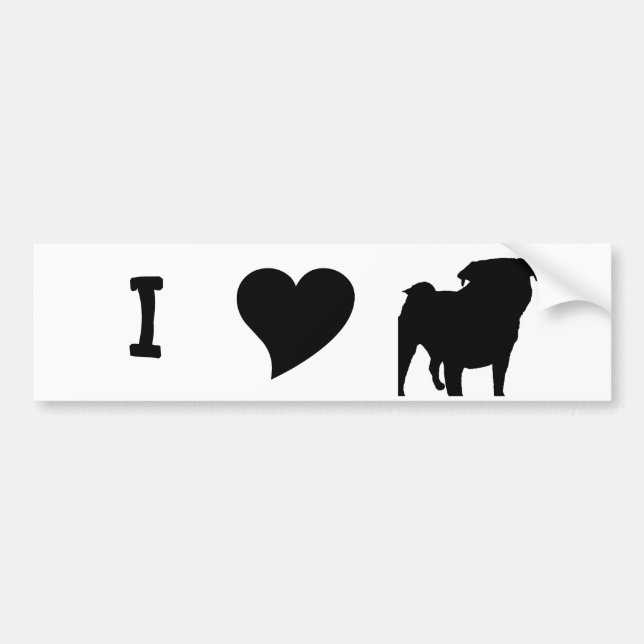 Pug Silhouette Bumper Sticker (Front)
