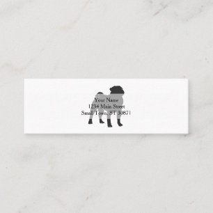 Pug  silhouette  - Choose background colour Mini Business Card