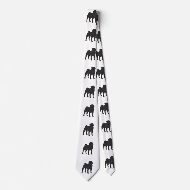Pug  silhouette  - Choose background colour Tie (Front)