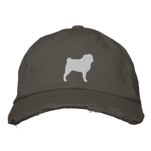 Pug Silhouette Embroidered Hat