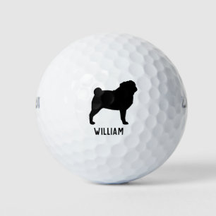 Pug Silhouette Golf Balls