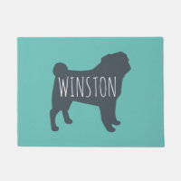 Pug Silhouette | Grey and Teal Personalised