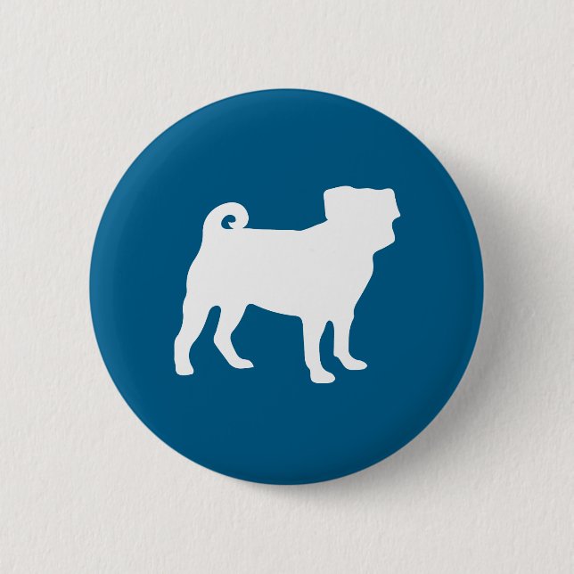 Pug Silhouette Puppy Baby Shower 6 Cm Round Badge (Front)