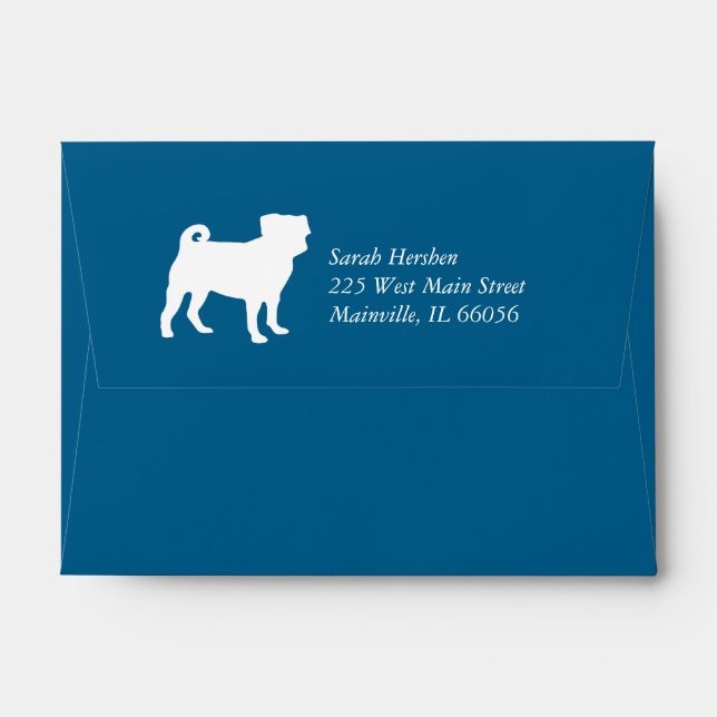 Pug Silhouette Puppy Baby Shower Envelope (Back (Top Flap))