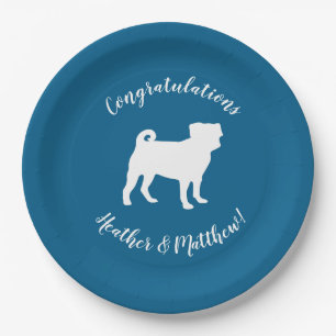 Pug Silhouette Puppy Baby Shower Paper Plate