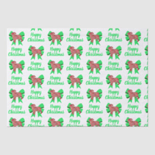 Pug Silhouette Red Christmas Dog & Bow White Tissue Paper