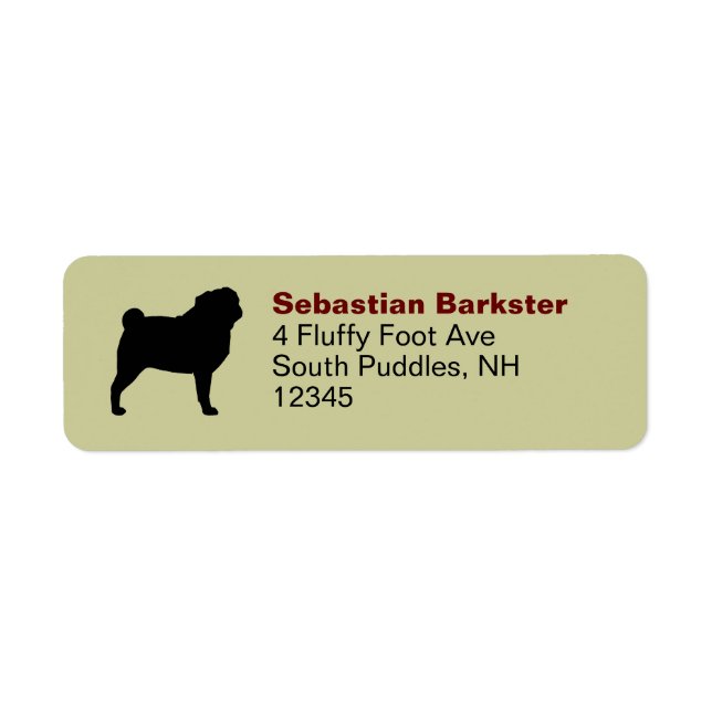 Pug Silhouette Return Address Labels (Front)