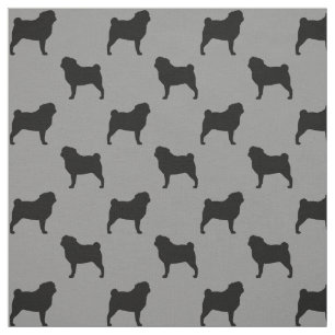 Pug Silhouettes Pattern Fabric