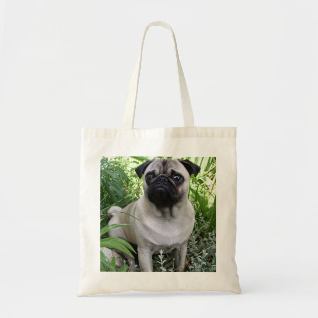 pug sitting tote bag (Front)