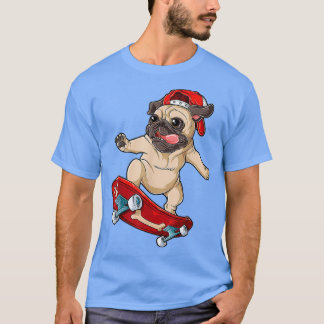 Pug Skateboard Dog Puppy Funny Skater Skateboardin T-Shirt