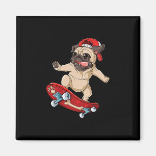 Pug Skateboard T Shirt Dog Puppy Funny Skater Skat Magnet