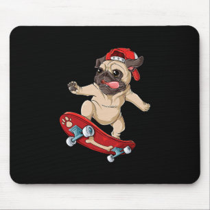 Pug Skateboard T Shirt Dog Puppy Funny Skater Skat Mouse Pad