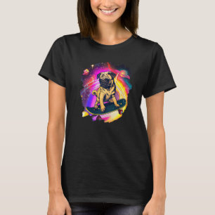 Pug Skateboarding in Outer Space Retro Vintage Ska T-Shirt