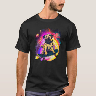 Pug Skateboarding in Outer Space Retro Vintage Ska T-Shirt