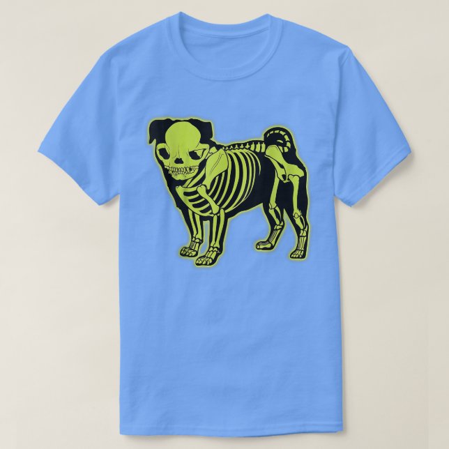 Pug Skeleton Halloween  T-Shirt (Design Front)