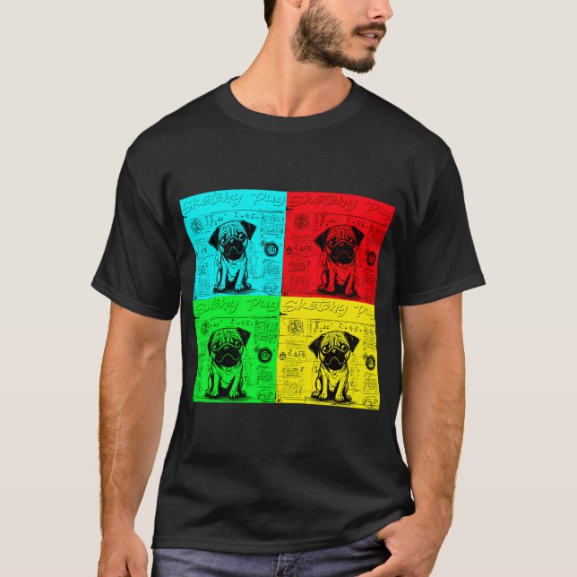 Pug Sketchbook 5 POP ART T-Shirt (Front)