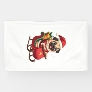 Pug Sleigh Ride Banner
