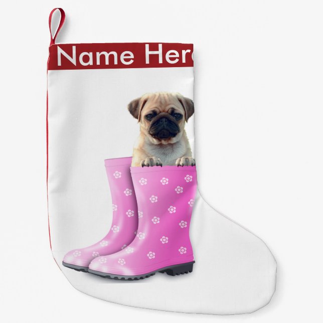 Pug Small Christmas Stocking (Front)