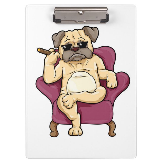Pug Smoking Cigar | Really Cool Pug Dog Clipboard (Front)