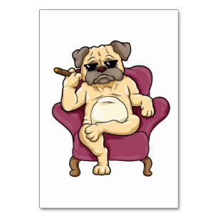 Pug Smoking Cigar Really Cool Pug Dog Table Number