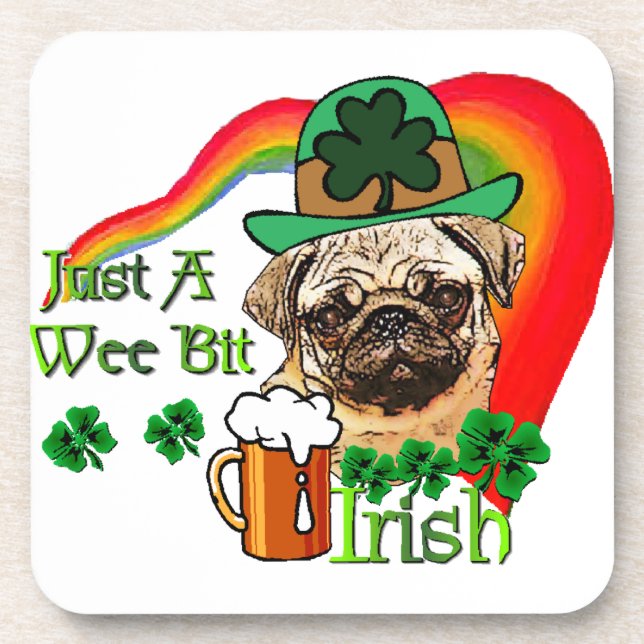 Pug St Patricks Coaster (Front)