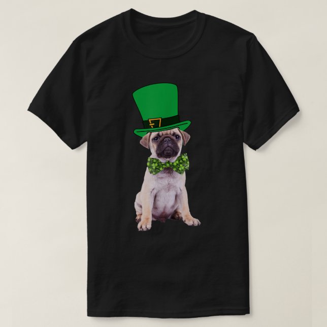 Pug St Patrick's Day Dog Costume Green Leprechaun  T-Shirt (Design Front)