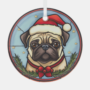 Pug Stained Glass Christmas Tree Decoration