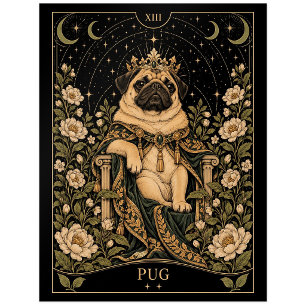 Pug, Starlit Tarot Art Postcard