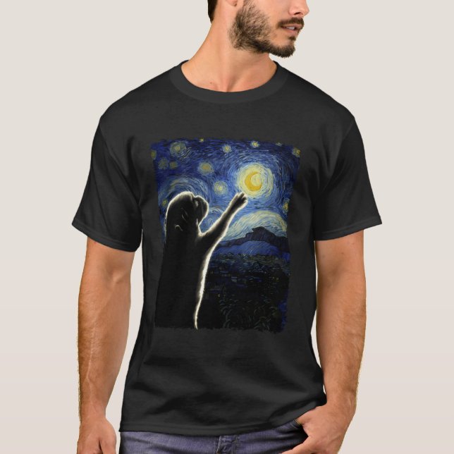 Pug Starry Night Pug Art Pug Owner Pug Lover Cute  T-Shirt (Front)