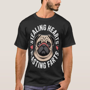 Pug Stealing Hearts Blasting Farts Puppy Dog Lover T-Shirt