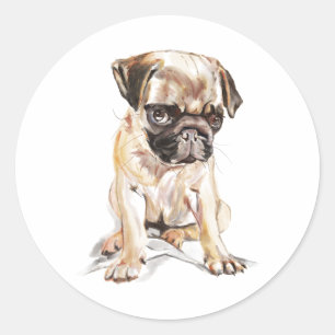 Pug Sticker –  Classic Round Sticker, Dog Lover